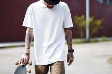 T-shirt skateboard outdoors sleeve.