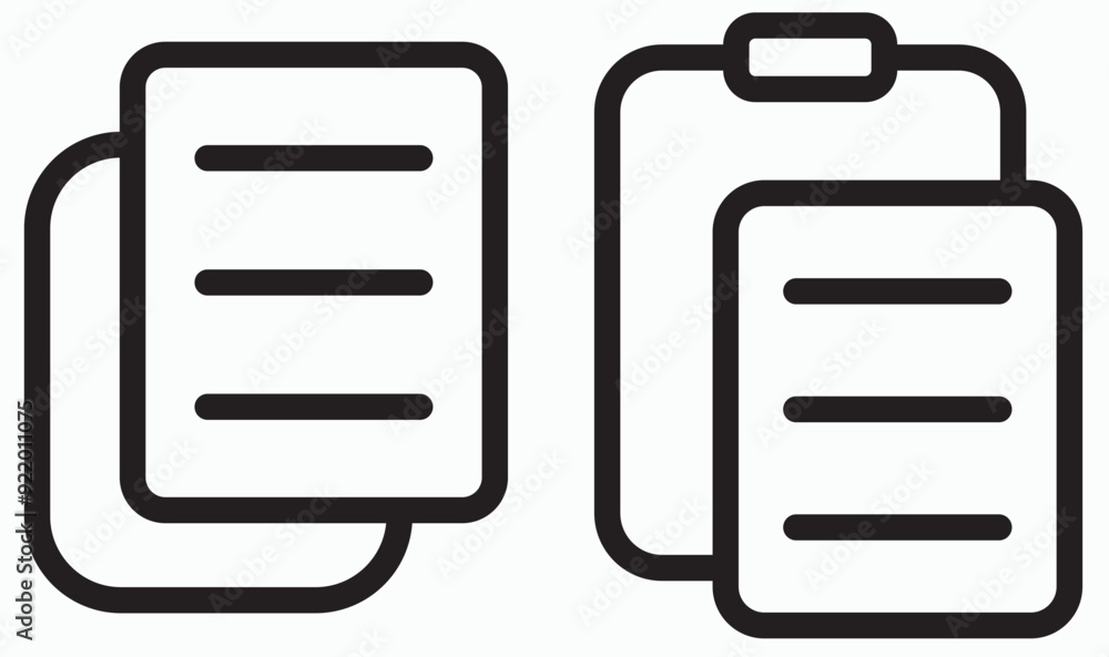 Poster copy and paste vector icon set - flat design clipboard and paste icons, modern clipboard symbols, ve