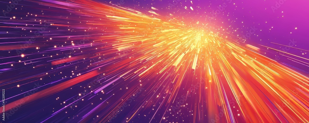 Poster abstract light speed motion background exploding from center with particles