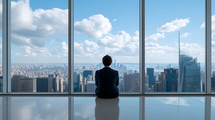Fototapeta premium Visionary leaders and executives look ahead, imagination and focus in goals and success.