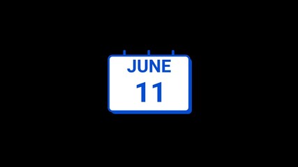 11 June calendar icon Animation