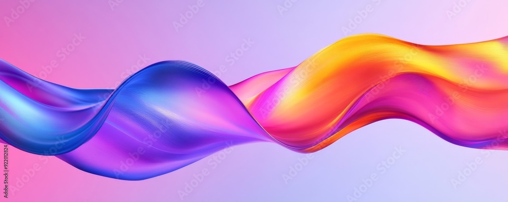Poster abstract colorful fluid wave gradient is flowing on pink background