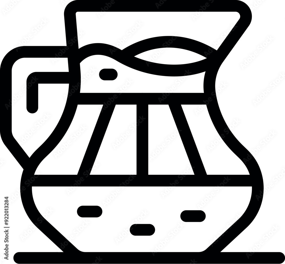 Poster simple line icon representing a full water pitcher