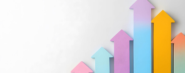 Fototapeta premium A rising bar chart with arrows pointing upward, showing the company revenue growth or business growth and return on investment