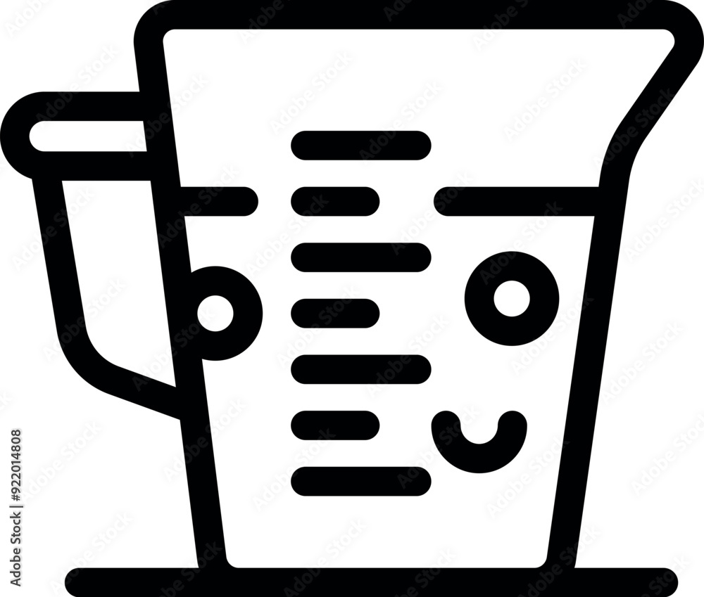 Poster simple measuring cup icon with a handle and measurement lines, perfect for representing cooking, bak