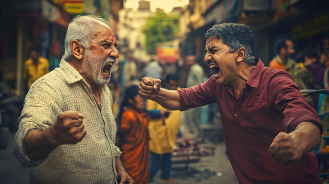 Two indian men arguing with each other