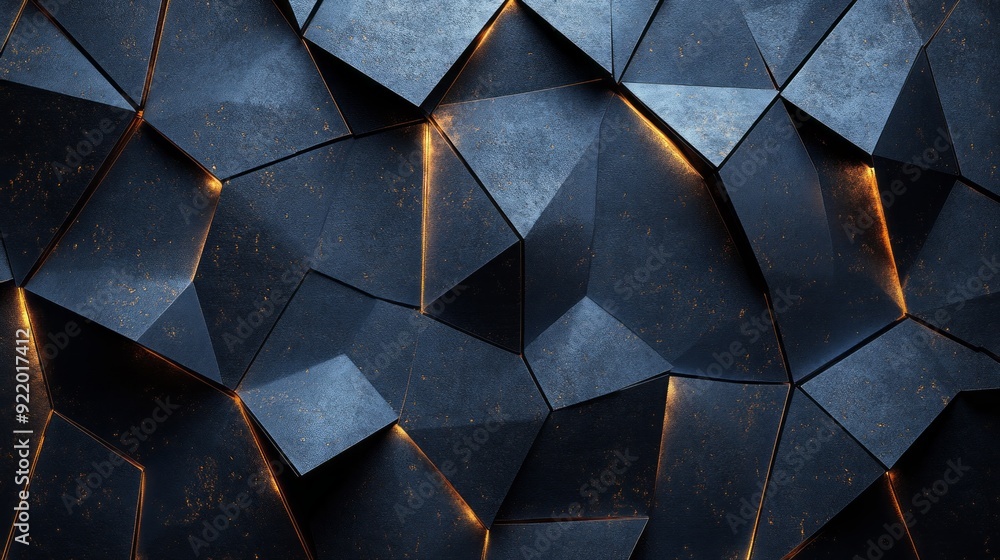 Poster A black and orange abstract background with a lot of sharp angles