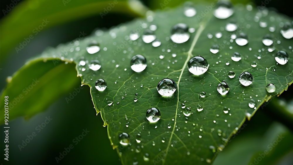 Wall mural Raindrops on a leaf
