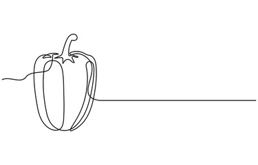 Capsicum continuous one line art drawing of vector illustration, Bell peppers one line continuous drawing. Peppers continuous one line illustration. Vector minimalist linear illustration