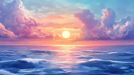 Obraz premium Serene Sea Light: Enchanting 2D Anime Aura