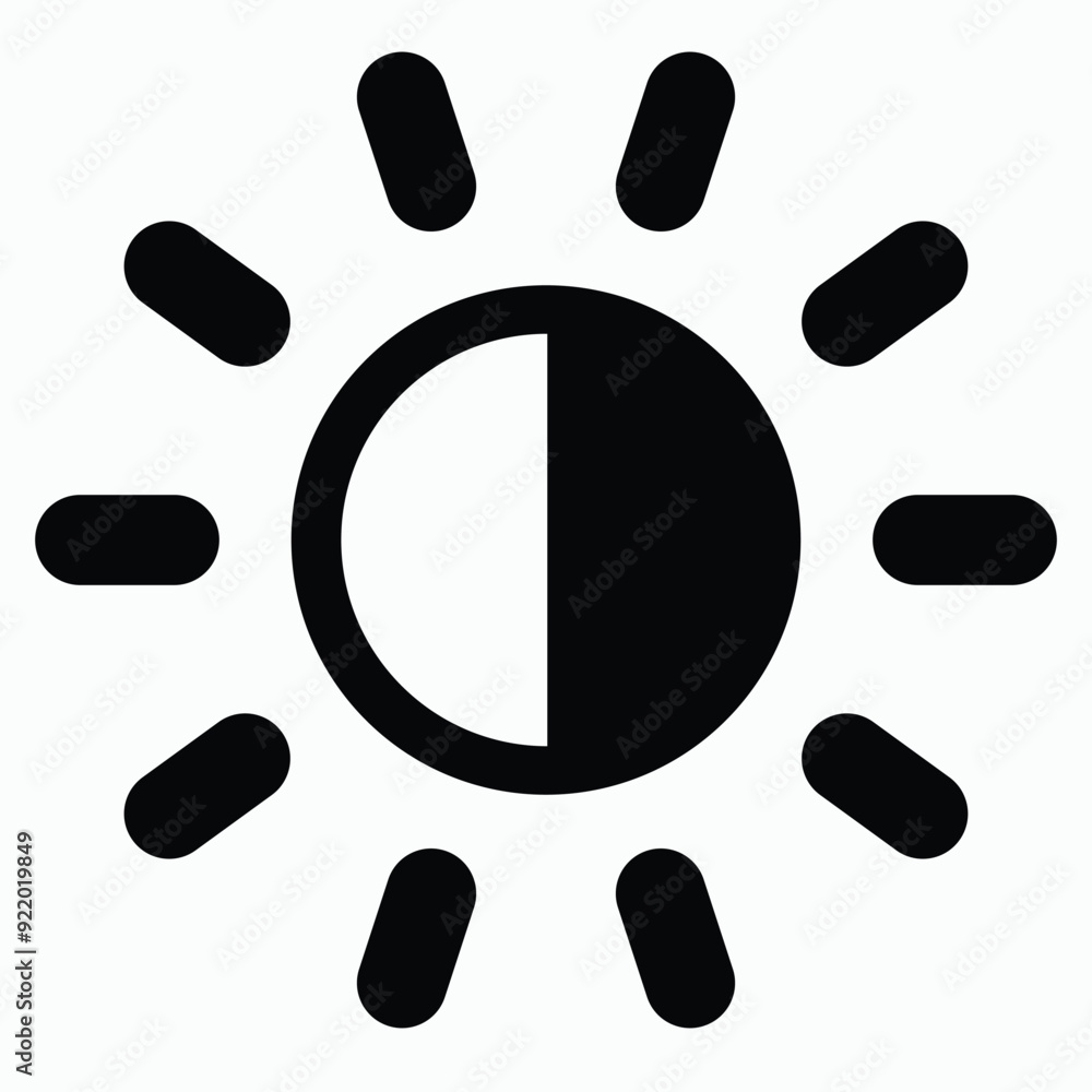 Poster brightness contrast icon - adjustable light and dark settings symbol, modern ui element, high-resolu