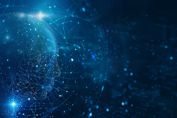 Abstract Virtual AI Brain Concept Background