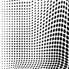 Vector black and white halftone texture made of waves