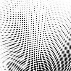 Abstract halftone wave dotted background. Futuristic twisted grunge pattern, dot, circles. Vector modern optical pop art texture for posters, business