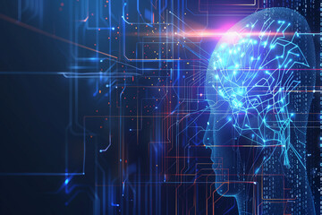 Fototapeta premium Abstract Virtual AI Brain Concept Background