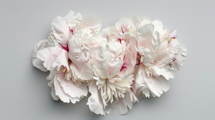 Blooming Love - Heart Shaped Peony Petals in Soft Pink and White Tones on White Background