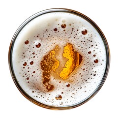 Pouring Amber Colored Beer Liquid with Frothy Foam against Transparent Background