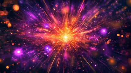 Fototapeta premium Abstract big bang explosion with particles expanding in space