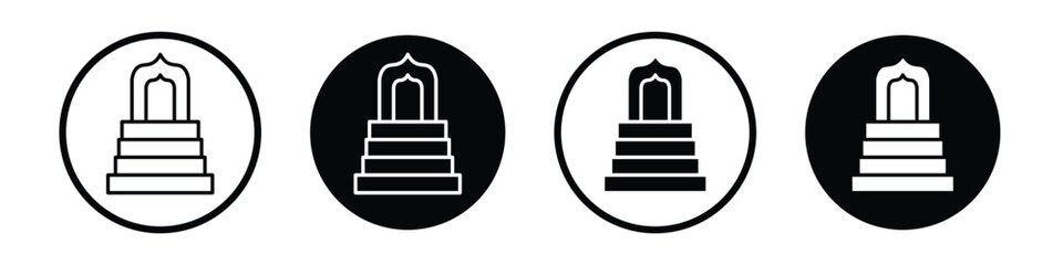 Minbar vector icon set black filled and outlined style.