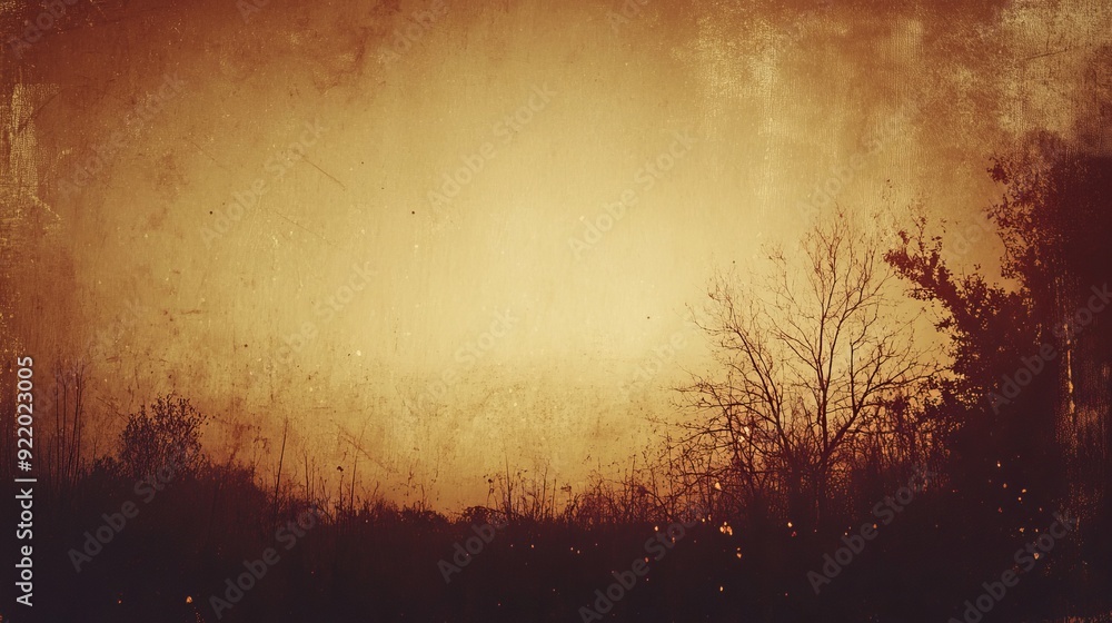 Poster grunge background with bare trees creating a melancholy atmosphere