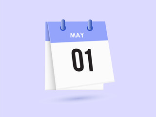 May 1 - calendar and Time planner. Daily Calendar Icon reminder. Vector Illustration.