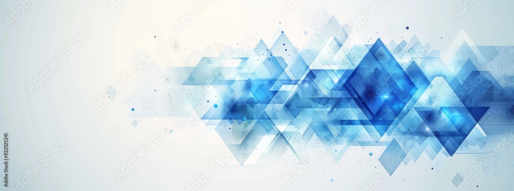 Poster abstract blue and white geometric background with dynamic cubes and digital elements