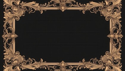 Ornate vintage frame design with intricate details on a black background