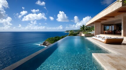 Obraz premium 28. **Luxurious resort with infinity pool overlooking the Caribbean Sea