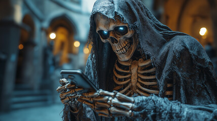 Grim Reaper with Halloween Phone