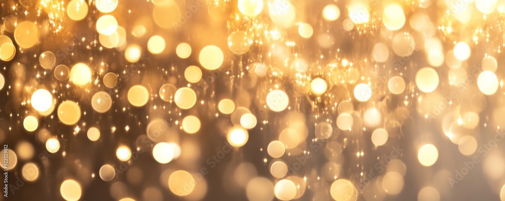 Poster abstract gold background with blinking particles and glittering effect
