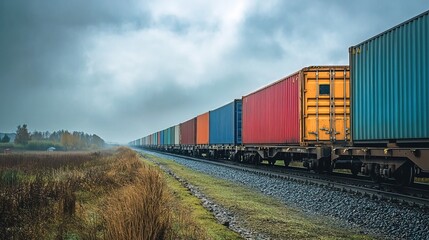 Fototapeta premium Freight train loaded with containers