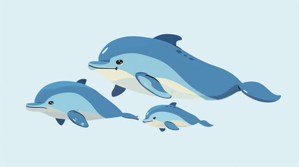 Obraz premium Create a illustration of a Vaquita Dolphin in the Ocean A vaquita dolphin swimming in the seain a kawaii style, simplified to feature fewer elements for a cleaner look, Use a color palette th