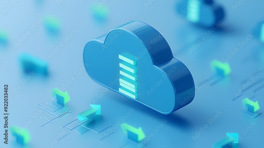 Aufkleber blue cloud computing icon with data transfer arrows symbolizing cloud storage and digital technology