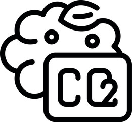 Line art icon of a brain releasing co2 pollution from fossil fuels