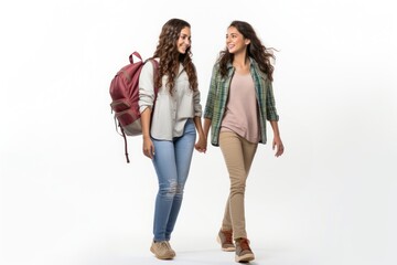 Fototapeta premium University students college backpack walking adult.