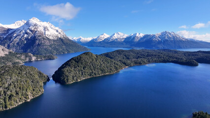 Patagonia Skyline At Bariloche In Rio Negro Argentina. Snow Capped Mountain. Chico Circuit. Bariloche Argentina. Winter Travel. Patagonia Skyline At Bariloche In Rio Negro Argentina.