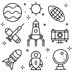 Science Icons set silhouette vector art illustration