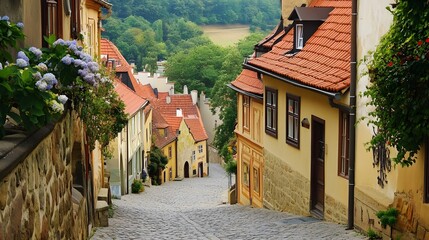 Fototapeta premium 59. **Historic town with charming old houses and winding streets in the Czech Republic