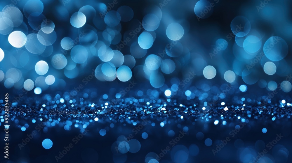 Poster a mesmerizing display of blue bokeh lights sparkles gently, creating an enchanting abstract backgrou