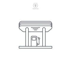 Gas Station building icon symbol vector illustration isolated on white background