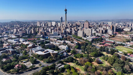 Fototapeta premium Johannesburg Skyline At Johannesburg In Gauteng South Africa. Downtown Cityscape. Business District Background. Johannesburg At Gauteng South Africa. High Rise Buildings. City Landmark.
