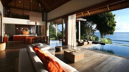 61. **Luxurious beachfront villa with private pool and ocean view in Bali