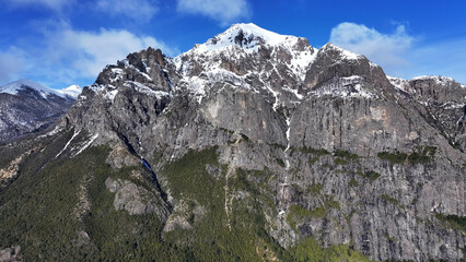 Bariloche Skyline At San Carlos De Bariloche In Rio Negro Argentina. Snowy Mountains. Chico Circuit. Travel Background. Bariloche Skyline At San Carlos De Bariloche In Rio Negro Argentina.