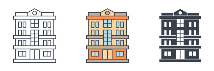 Naklejka premium Apartment building icon symbol vector illustration isolated on white background
