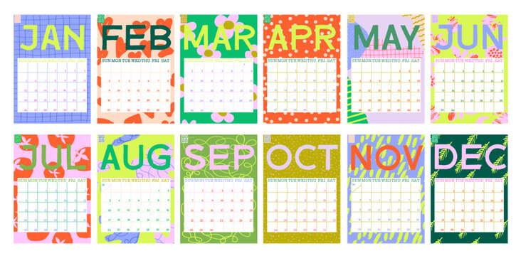 2025 calendar. Week start Sunday corporate design planner template. Editable clean and elegant calendar page template. Place for notes. Editable vector
