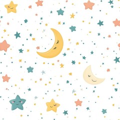 Obraz premium seamless pattern, Kawaii pastel stars twinkling in the night sky
