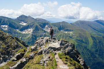 Hiking in the mountains. 