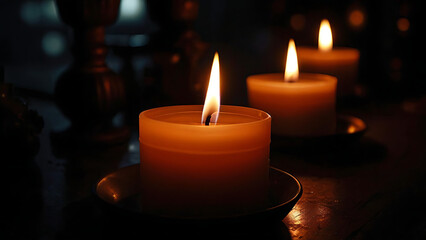 Candles flickering in the dark
