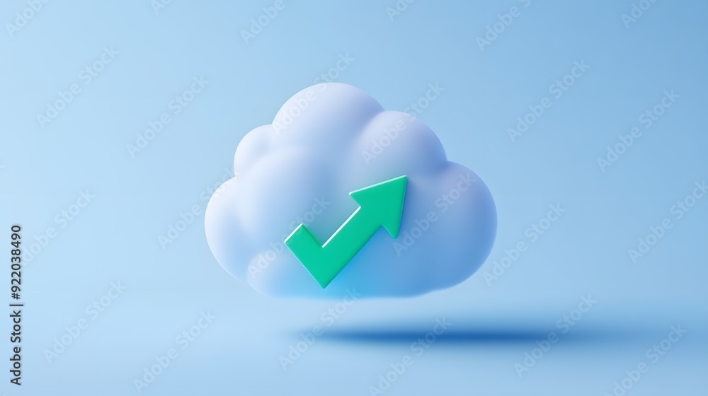 Aufkleber cloud computing concept with an upward arrow symbolizing growth and success in technology and data m
