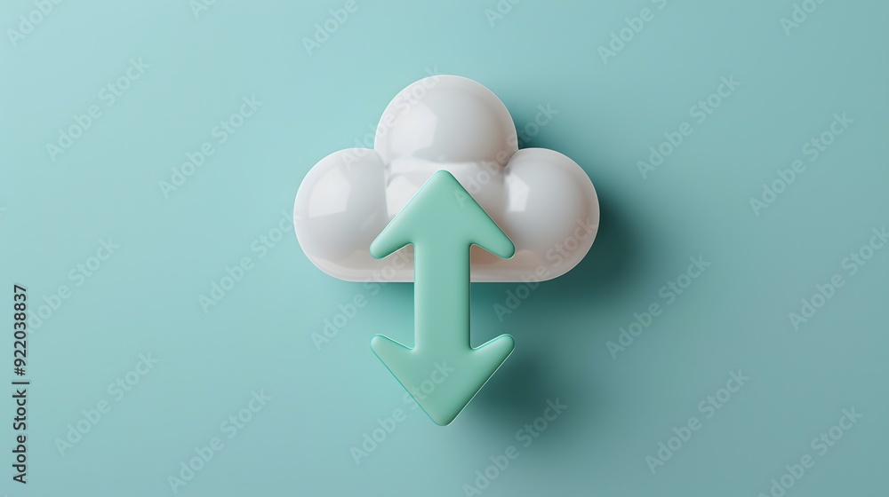 Aufkleber cloud computing concept with arrows representing data upload and download, symbolizing digital stora